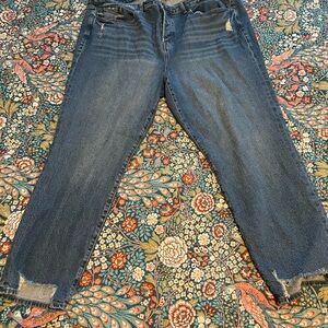 Torrid High-Rise Straight Classic Denim Jeans with Distressed Details